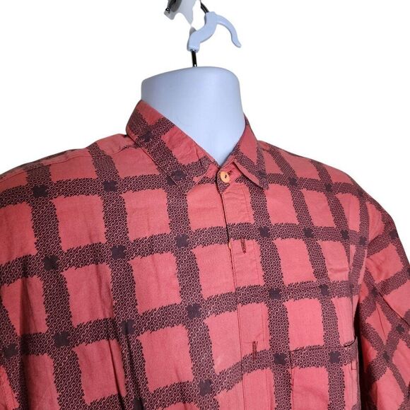 Vintage 80s Saturdays Button Up Plaid Check Men Shirt Size L Pink - Picture 3 of 9